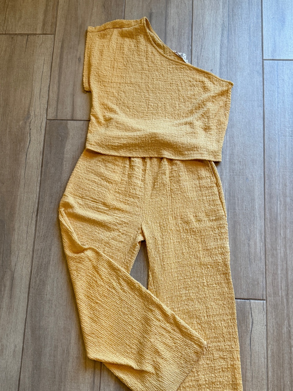 Free People Beach One Shoulder & Wide Leg  Gauze Set